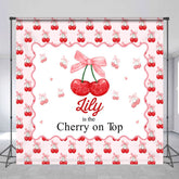Aperturee - Aperturee Pink Red Cherry On Top Custom Baby Shower Backdrop